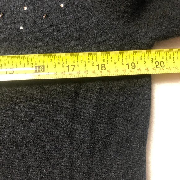 LG Cashmere Black Cardigan With Black & Silver Rhinestones Size M/L - Picture 7 of 10